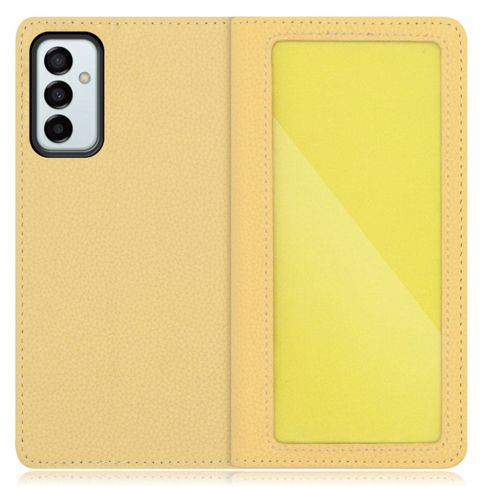 LOOF Index  Galaxy M23 5G [ジャスミンイエロー] ケース カバー 手帳型 本革 手帳型ケース スマホケース ブック型 手帳型カバー カードポケット カード収納 写真ホルダー