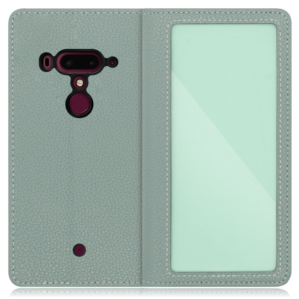 LOOF Index Series HTC U12+ 用 [ダルグリーン] ケース カバー 手帳型 本革 手帳型ケース スマホケース ブック型 手帳型カバー カードポケット カード収納 写真ホルダー