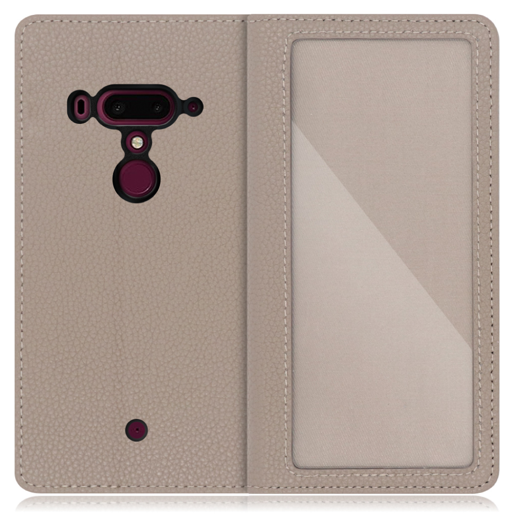 LOOF Index Series HTC U12+ 用 [グレージュ] ケース カバー 手帳型 本革 手帳型ケース スマホケース ブック型 手帳型カバー カードポケット カード収納 写真ホルダー
