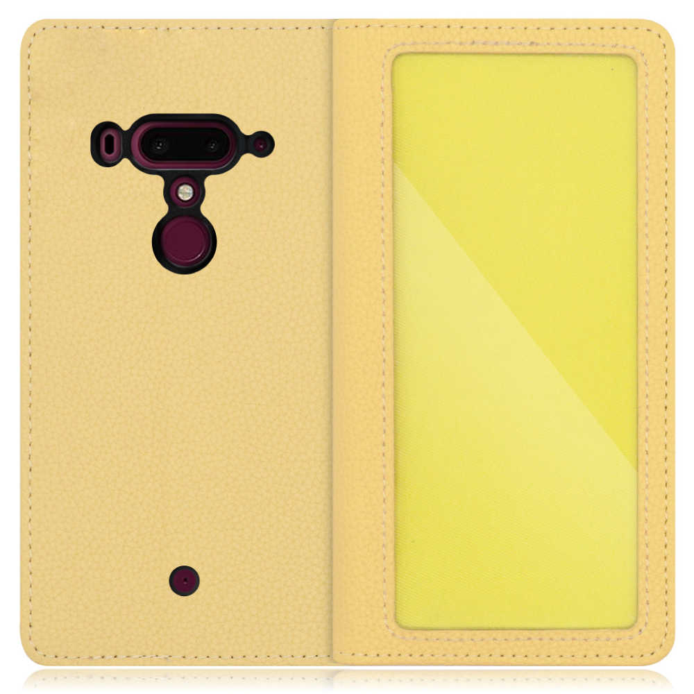 LOOF Index Series HTC U12+ 用 [ジャスミンイエロー] ケース カバー 手帳型 本革 手帳型ケース スマホケース ブック型 手帳型カバー カードポケット カード収納 写真ホルダー