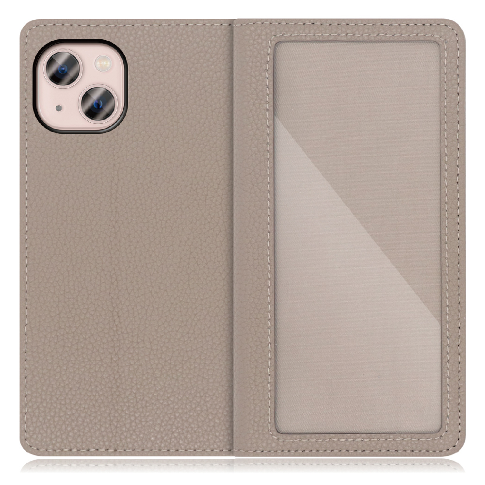 LOOF INDEX Series iPhone 13 用 [グレージュ] ケース カバー 手帳型 本革 手帳型ケース スマホケース ブック型 手帳型カバー カードポケット カード収納 写真ホルダー