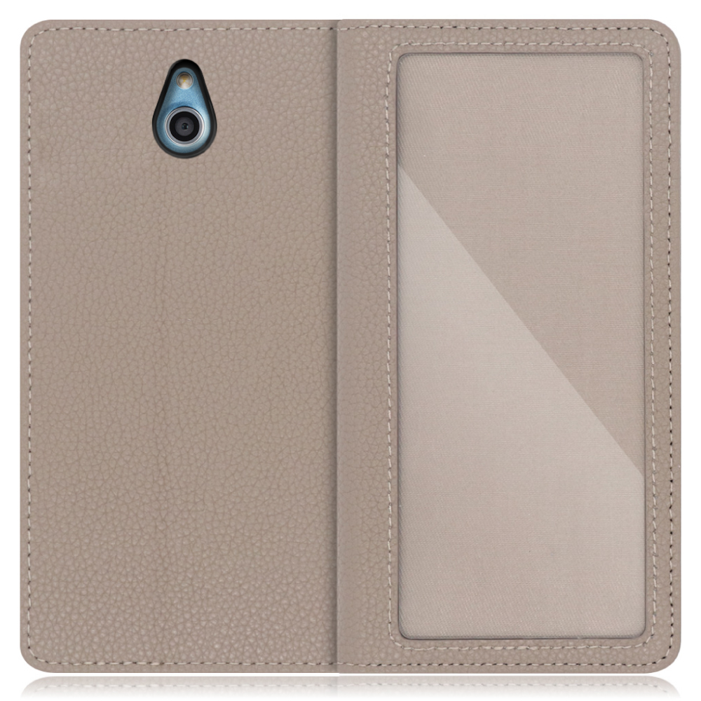 LOOF INDEX Series KYOCERA かんたんスマホ / 705KC 用 [グレージュ] ケース カバー 手帳型 本革 手帳型ケース スマホケース ブック型 手帳型カバー カードポケット カード収納 写真ホルダー
