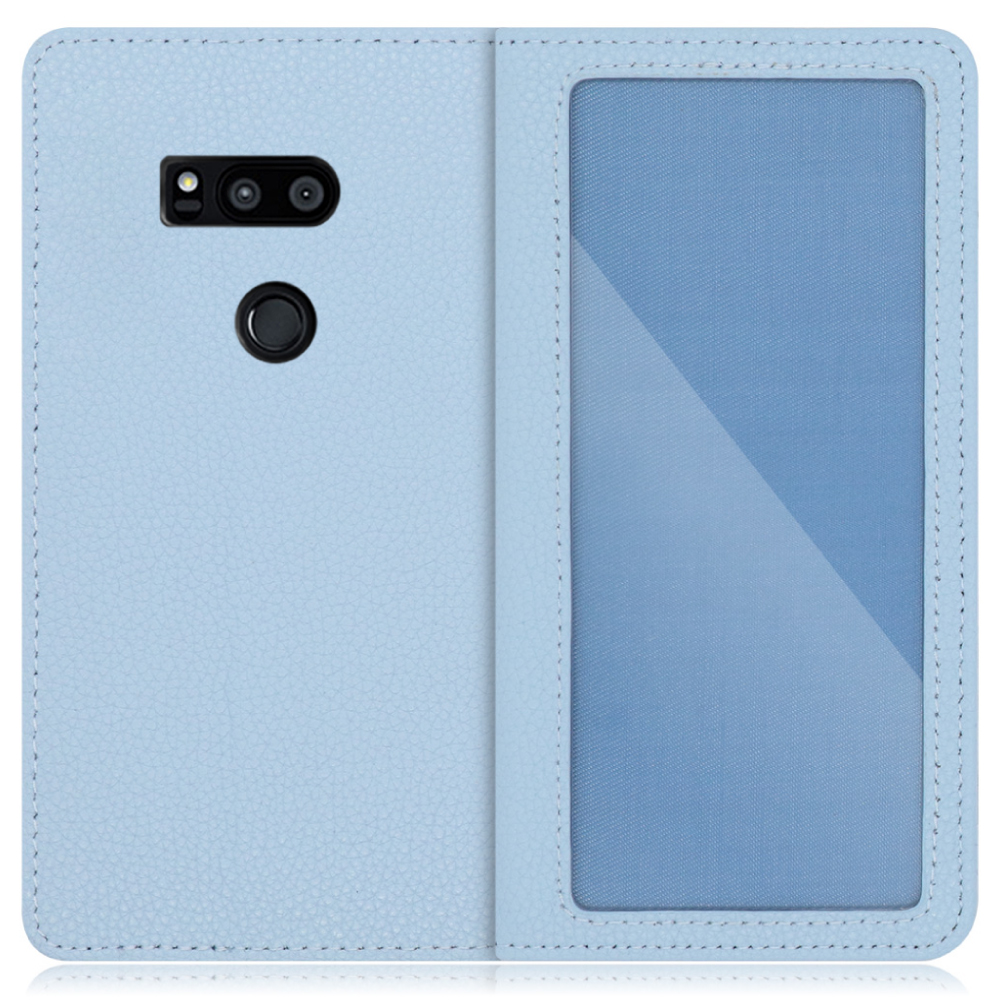 LOOF INDEX Series LG V30+ / LGV35 / L-01K 用 [スカイブルー] ケース カバー 手帳型 本革 手帳型ケース スマホケース ブック型 手帳型カバー カードポケット カード収納 写真ホルダー