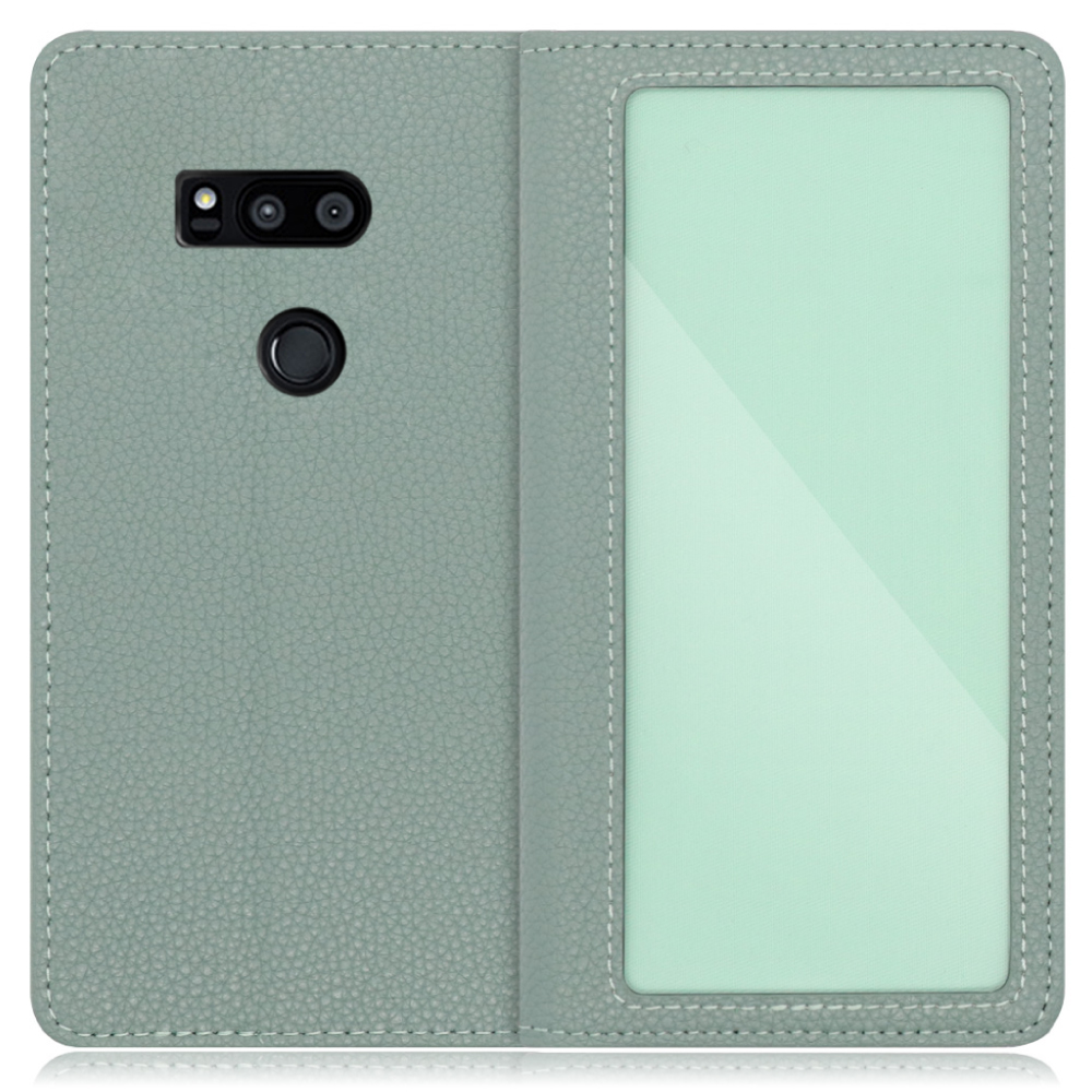 LOOF INDEX Series LG V30+ / LGV35 / L-01K 用 [ダルグリーン] ケース カバー 手帳型 本革 手帳型ケース スマホケース ブック型 手帳型カバー カードポケット カード収納 写真ホルダー