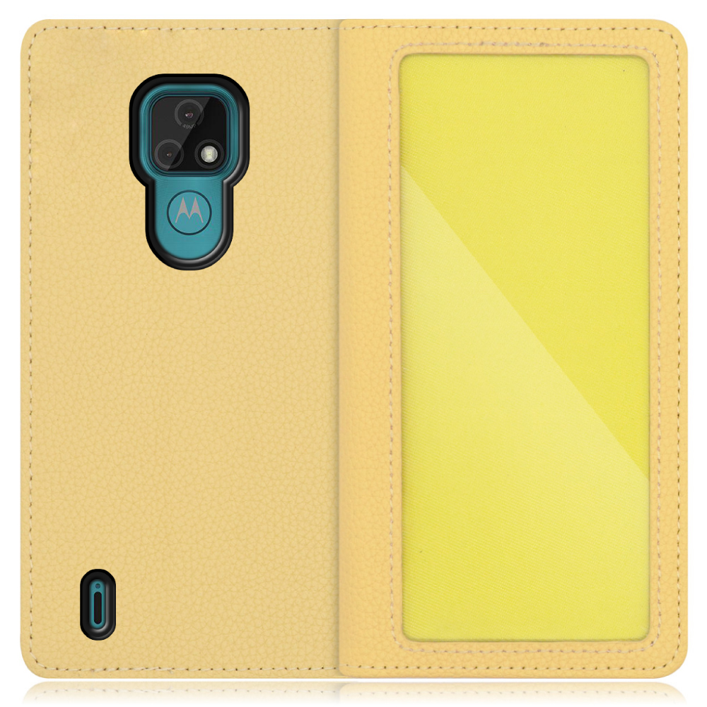 LOOF INDEX Series moto e7 用 [ジャスミンイエロー] ケース カバー 手帳型 本革 手帳型ケース スマホケース ブック型 手帳型カバー カードポケット カード収納 写真ホルダー