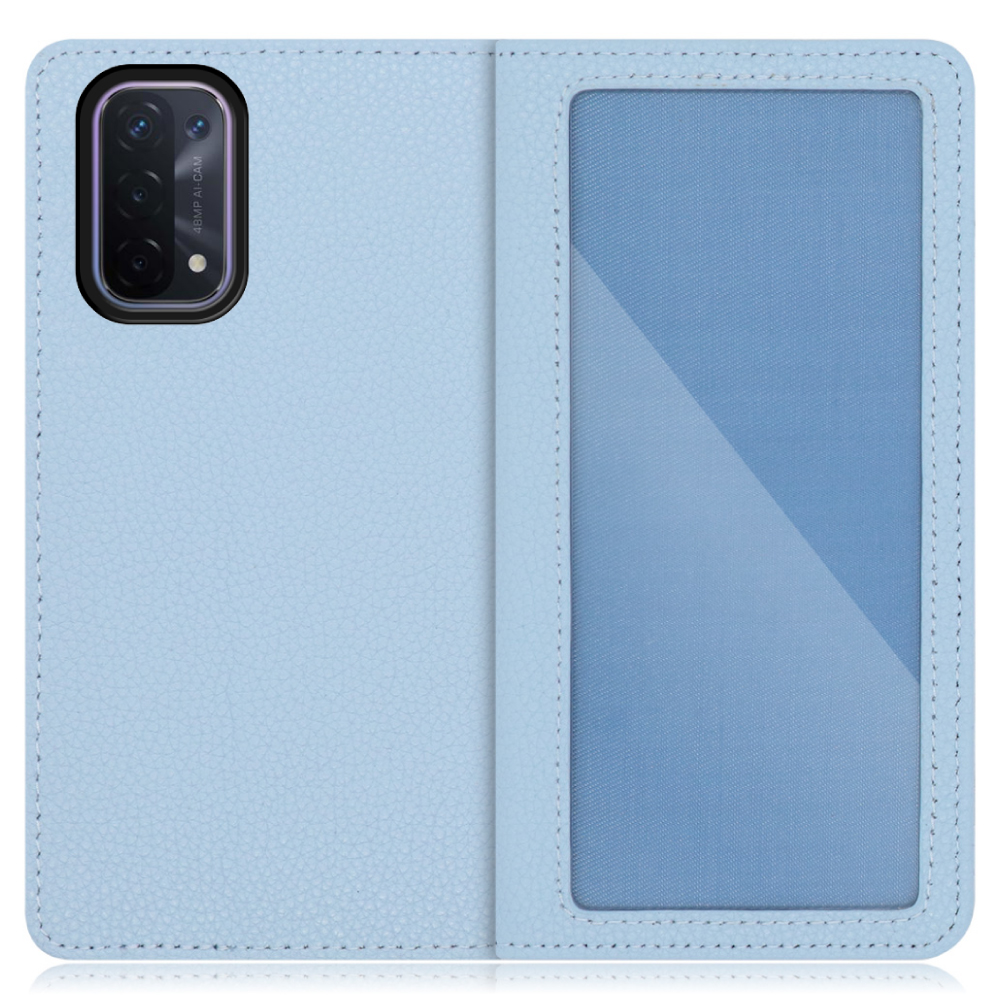 Looco Official Shop Loof Index Oppo A54 5g スカイブルー ケース カバー 手帳型 本革 手帳型ケース スマホケース ブック型 手帳型カバー カードポケット カード収納 写真ホルダー