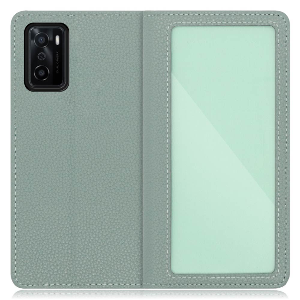 LOOF INDEX Series OPPO A55s 5G(CPH2309) 用 [ダルグリーン] ケース カバー 手帳型 本革 手帳型ケース スマホケース ブック型 手帳型カバー カードポケット カード収納 写真ホルダー