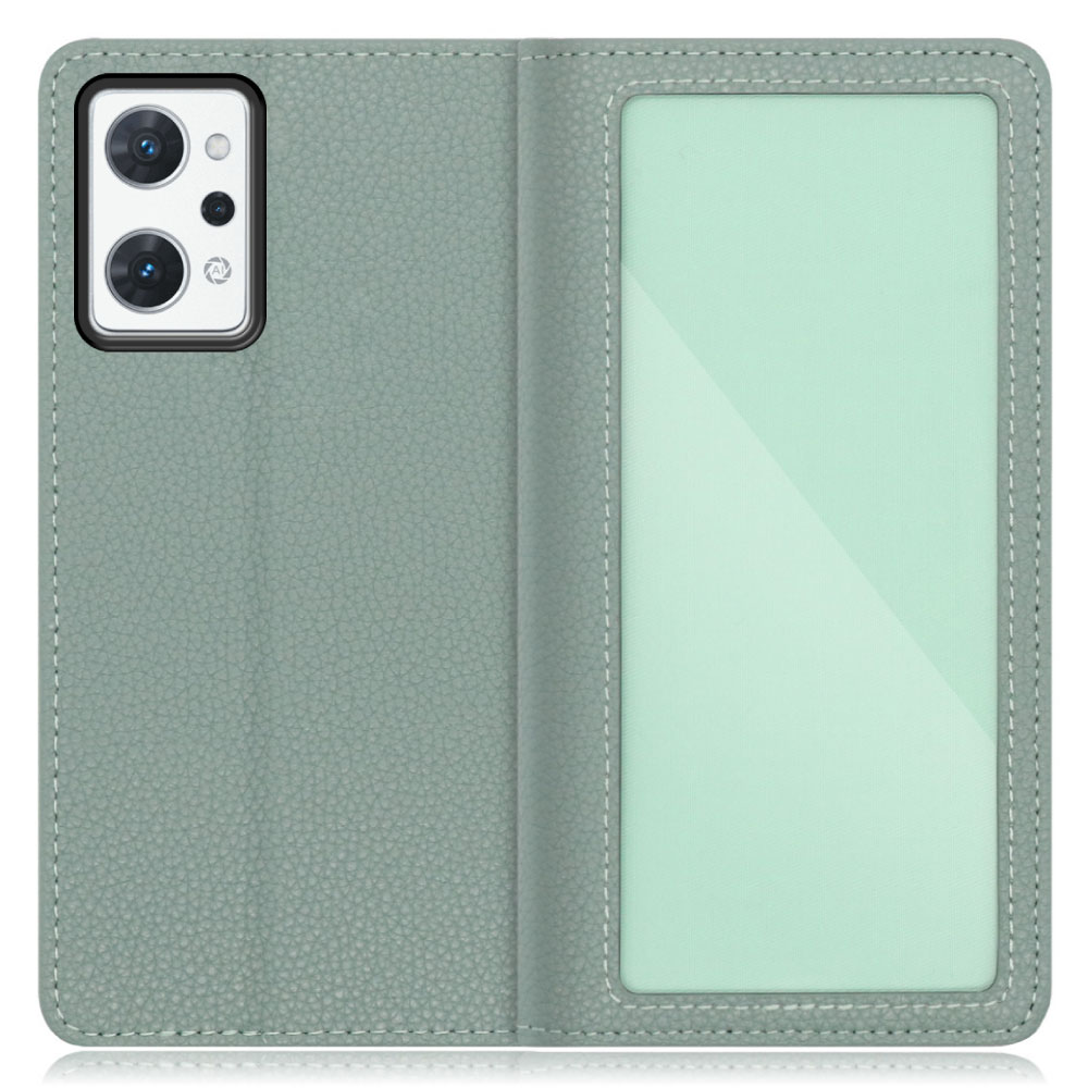 LOOF INDEX Series OPPO Reno7 A / Reno9 A OPG04 / CPH2523 用 [ダルグリーン] ケース カバー 手帳型 本革 手帳型ケース スマホケース ブック型 手帳型カバー カードポケット カード収納 写真ホルダー