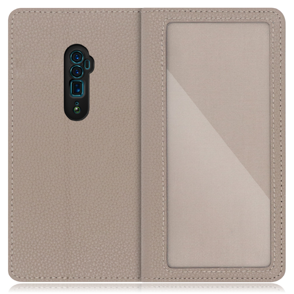 LOOF INDEX Series OPPO Reno 10x Zoom 用 [グレージュ] ケース カバー 手帳型 本革 手帳型ケース スマホケース ブック型 手帳型カバー カードポケット カード収納 写真ホルダー