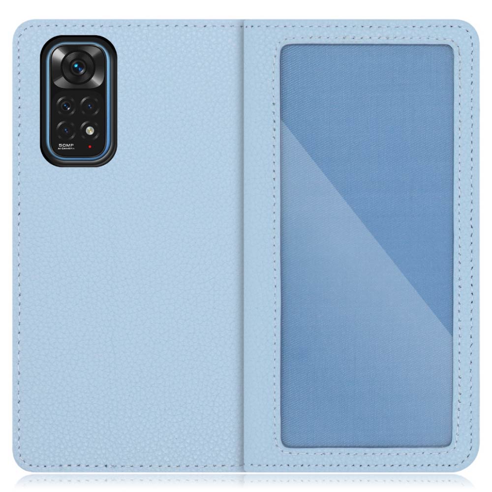 LOOF INDEX Series Xiaomi Redmi Note 11 用 [スカイブルー] ケース カバー 手帳型 本革 手帳型ケース スマホケース ブック型 手帳型カバー カードポケット カード収納 写真ホルダー