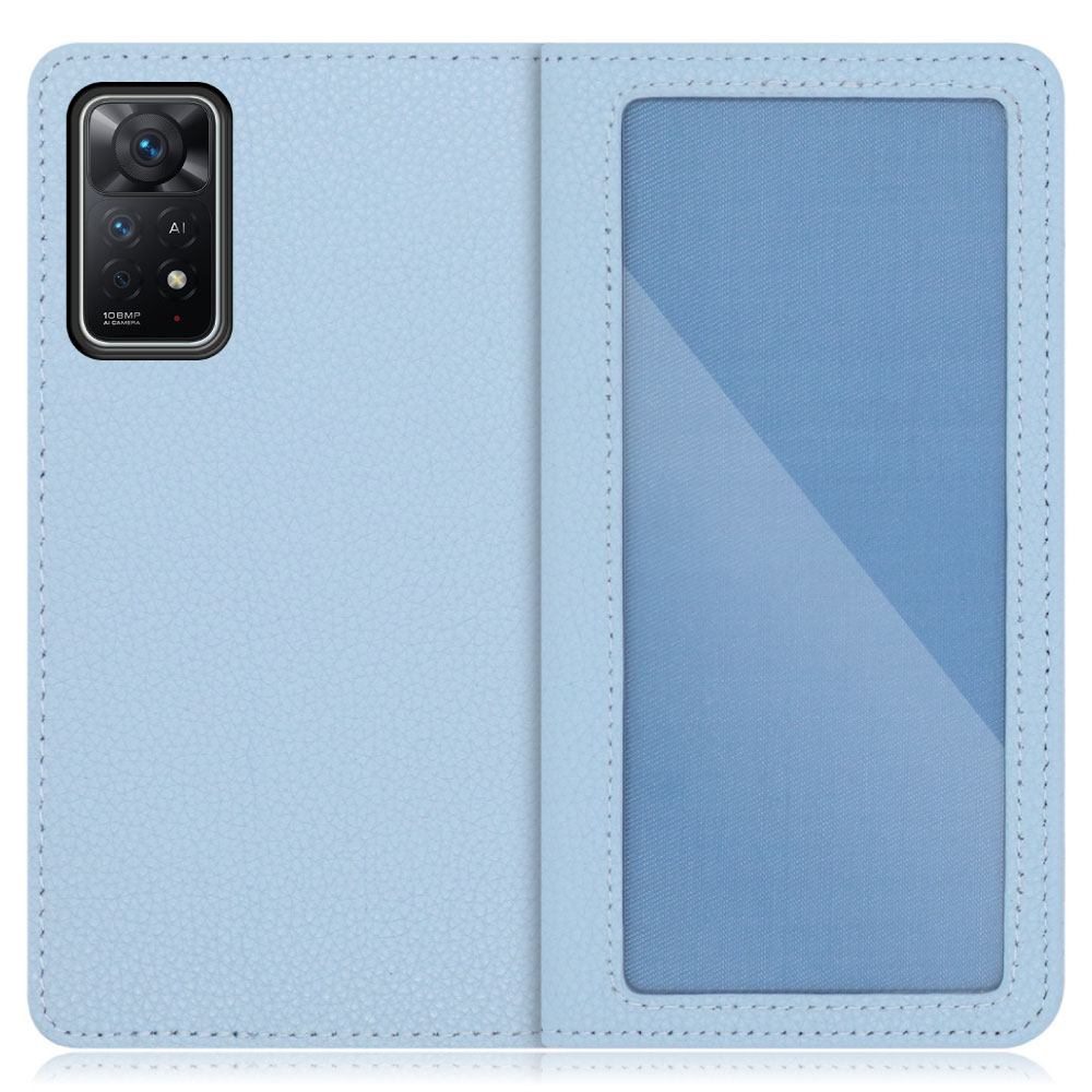 LOOF INDEX Series Xiaomi Redmi Note 11 Pro 5G 用 [スカイブルー] ケース カバー 手帳型 本革 手帳型ケース スマホケース ブック型 手帳型カバー カードポケット カード収納 写真ホルダー