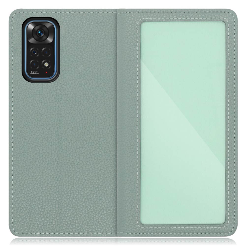 LOOF INDEX Series Xiaomi Redmi Note 11 用 [ダルグリーン] ケース カバー 手帳型 本革 手帳型ケース スマホケース ブック型 手帳型カバー カードポケット カード収納 写真ホルダー