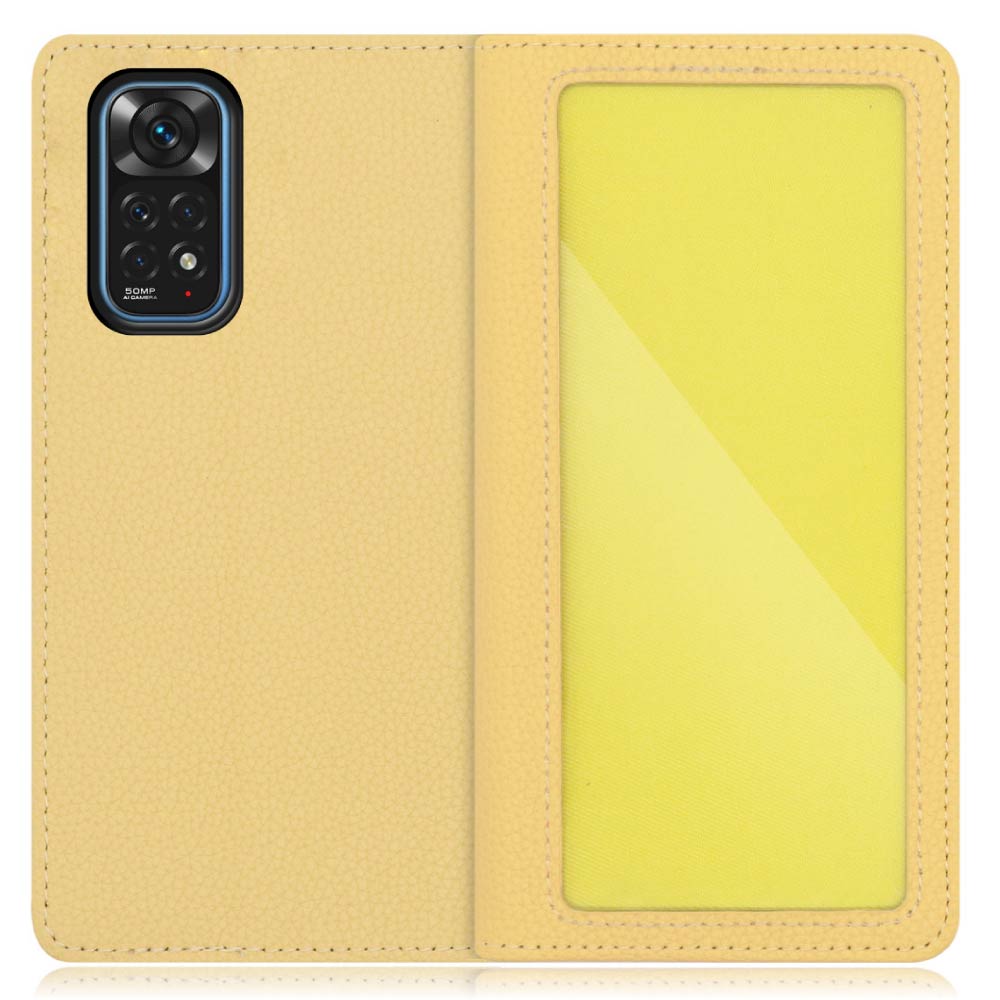 LOOF INDEX Series Xiaomi Redmi Note 11 用 [ジャスミンイエロー] ケース カバー 手帳型 本革 手帳型ケース スマホケース ブック型 手帳型カバー カードポケット カード収納 写真ホルダー