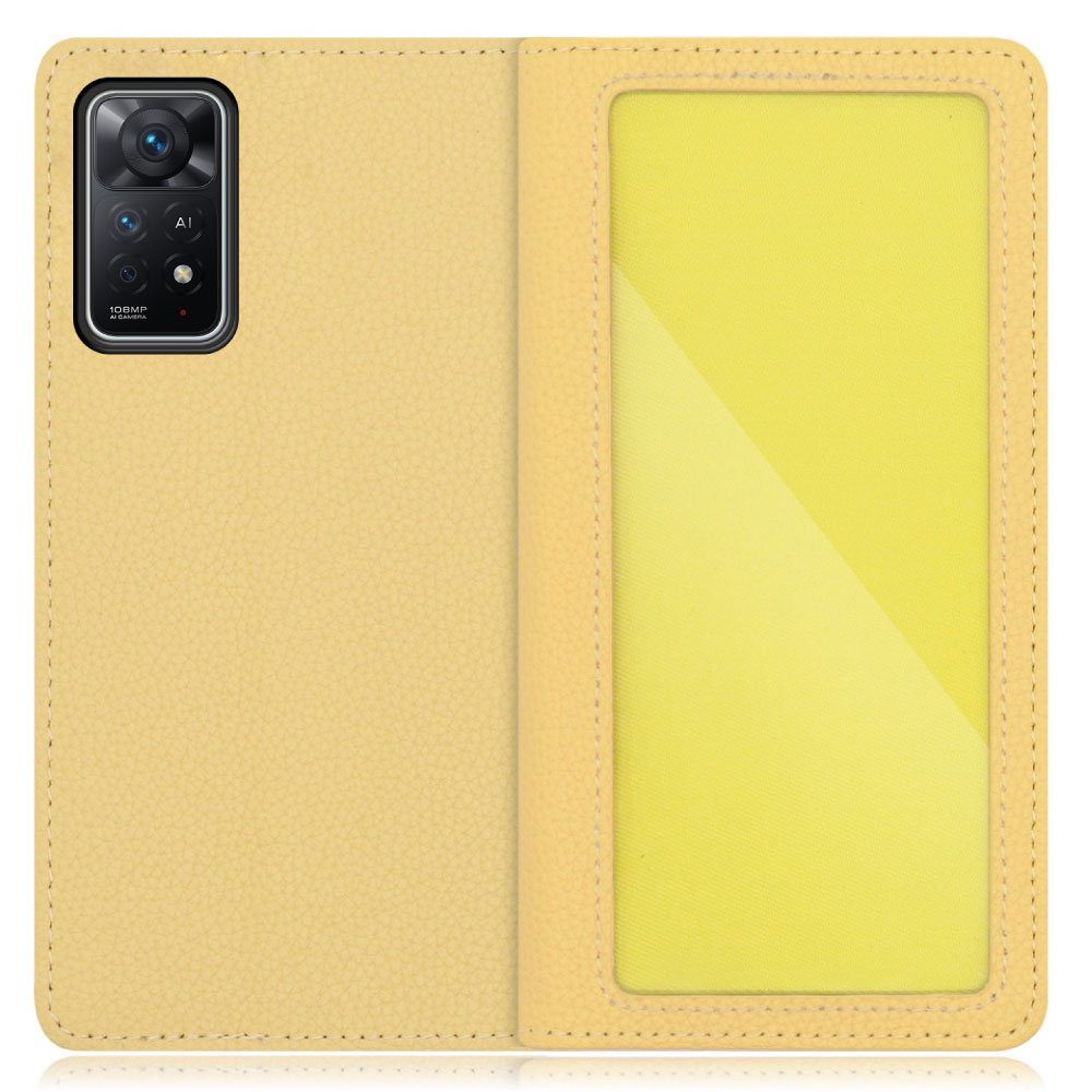 LOOF INDEX Series Xiaomi Redmi Note 11 Pro 5G 用 [ジャスミンイエロー] ケース カバー 手帳型 本革 手帳型ケース スマホケース ブック型 手帳型カバー カードポケット カード収納 写真ホルダー