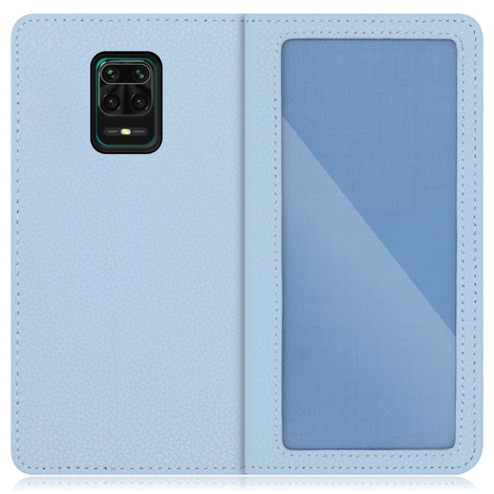 LOOF INDEX Series Xiaomi Redmi Note 9S 用 [スカイブルー] ケース カバー 手帳型 本革 手帳型ケース スマホケース ブック型 手帳型カバー カードポケット カード収納 写真ホルダー