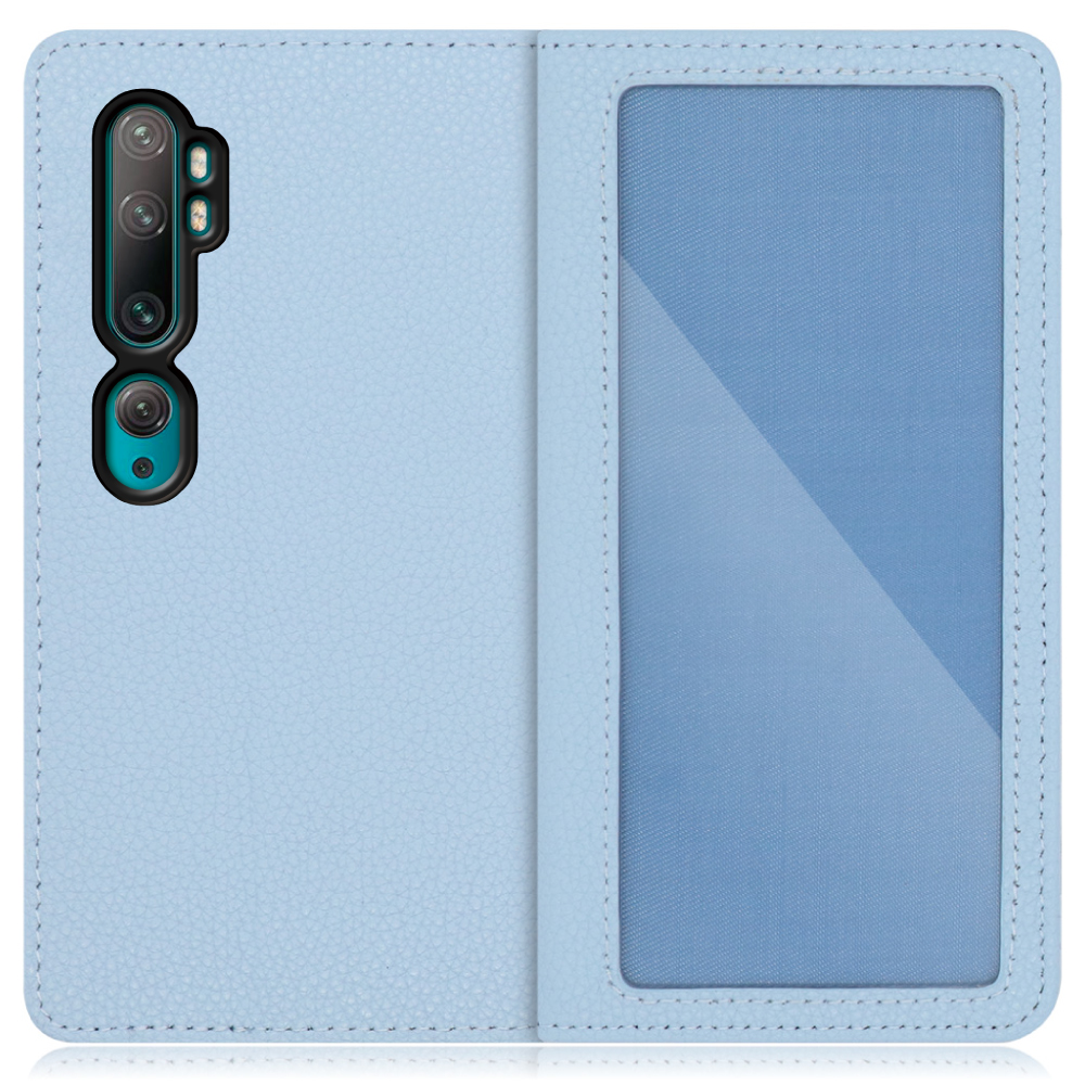 LOOF INDEX Series Xiaomi Mi Note 10 / Mi Note 10 Pro / M1910F4G / M1910F4S 用 [スカイブルー] ケース カバー 手帳型 本革 手帳型ケース スマホケース ブック型 手帳型カバー カードポケット カード収納 写真ホルダー