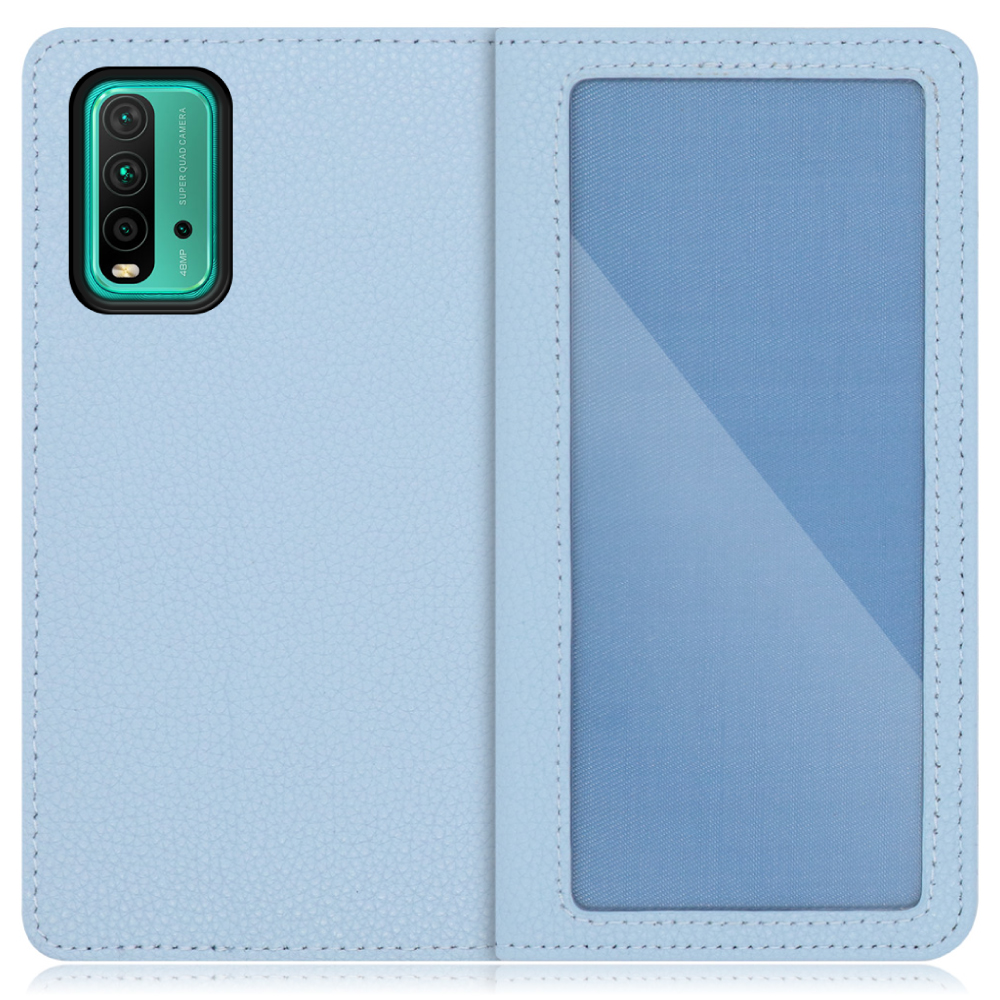 LOOF INDEX Series Xiaomi Redmi 9T 用 [スカイブルー] ケース カバー 手帳型 本革 手帳型ケース スマホケース ブック型 手帳型カバー カードポケット カード収納 写真ホルダー