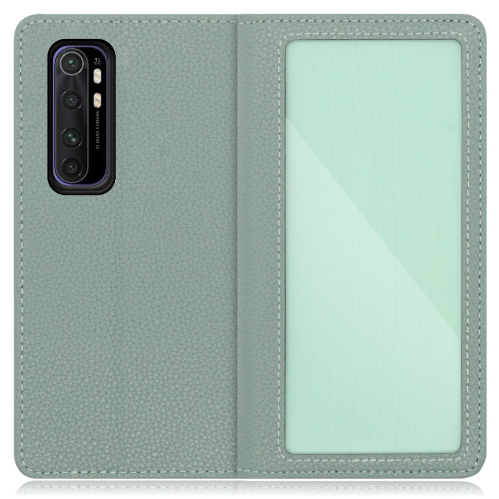 LOOF INDEX Series Xiaomi Mi Note 10 Lite 用 [ダルグリーン] ケース カバー 手帳型 本革 手帳型ケース スマホケース ブック型 手帳型カバー カードポケット カード収納 写真ホルダー