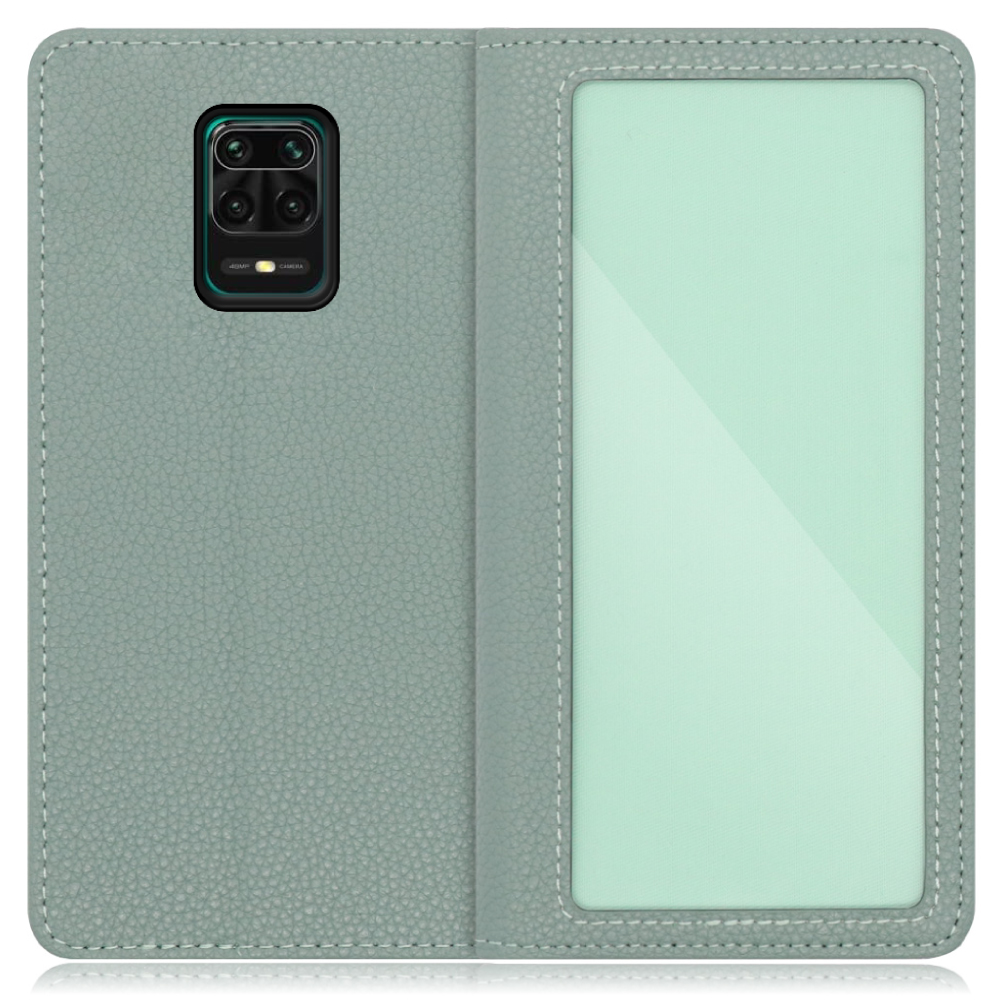 LOOF INDEX Series Xiaomi Redmi Note 9S 用 [ダルグリーン] ケース カバー 手帳型 本革 手帳型ケース スマホケース ブック型 手帳型カバー カードポケット カード収納 写真ホルダー