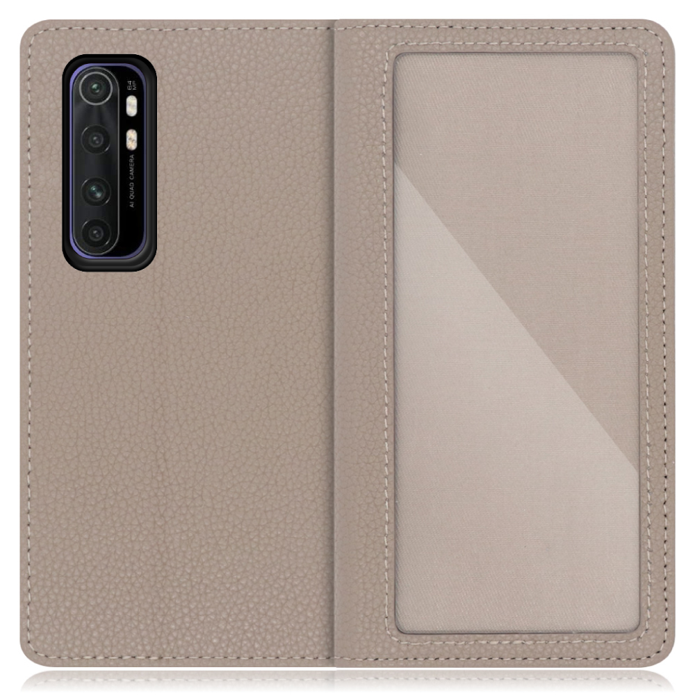 LOOF INDEX Series Xiaomi Mi Note 10 Lite 用 [グレージュ] ケース カバー 手帳型 本革 手帳型ケース スマホケース ブック型 手帳型カバー カードポケット カード収納 写真ホルダー