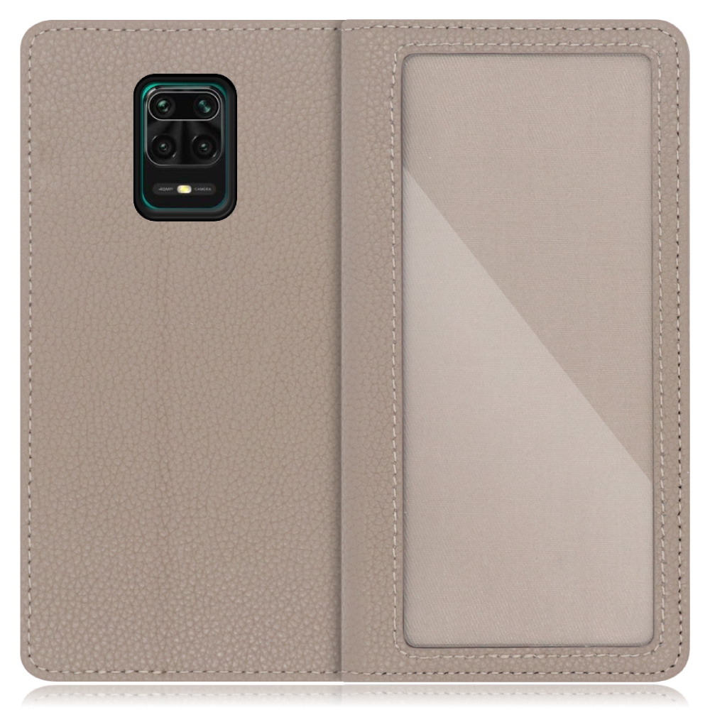 LOOF INDEX Series Xiaomi Redmi Note 9S 用 [グレージュ] ケース カバー 手帳型 本革 手帳型ケース スマホケース ブック型 手帳型カバー カードポケット カード収納 写真ホルダー
