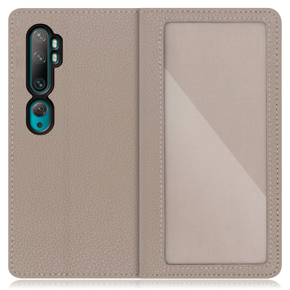 LOOF INDEX Series Xiaomi Mi Note 10 / Mi Note 10 Pro / M1910F4G / M1910F4S 用 [グレージュ] ケース カバー 手帳型 本革 手帳型ケース スマホケース ブック型 手帳型カバー カードポケット カード収納 写真ホルダー