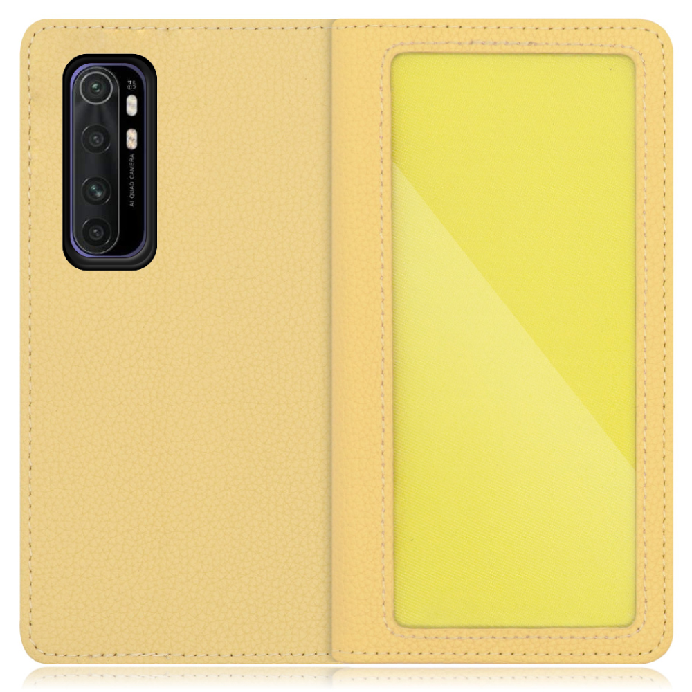 LOOF INDEX Series Xiaomi Mi Note 10 Lite 用 [ジャスミンイエロー] ケース カバー 手帳型 本革 手帳型ケース スマホケース ブック型 手帳型カバー カードポケット カード収納 写真ホルダー