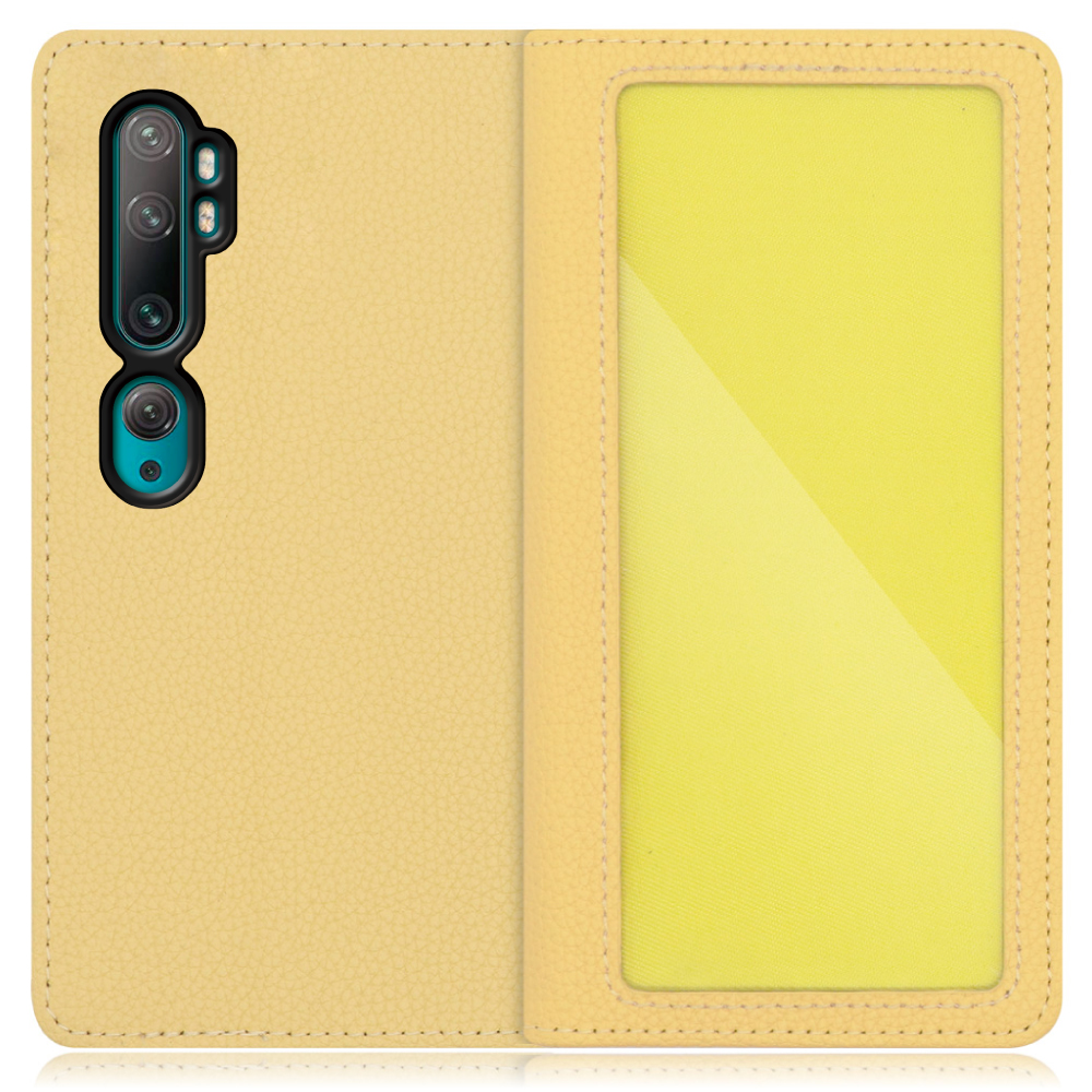 LOOF INDEX Series Xiaomi Mi Note 10 / Mi Note 10 Pro / M1910F4G / M1910F4S 用 [ジャスミンイエロー] ケース カバー 手帳型 本革 手帳型ケース スマホケース ブック型 手帳型カバー カードポケット カード収納 写真ホルダー