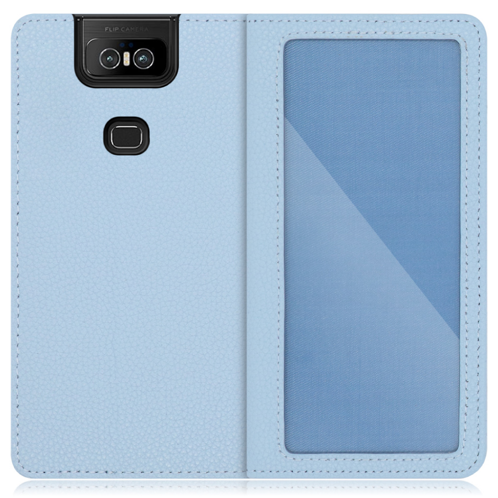 LOOF INDEX Series ZenFone 6 / 6 Edition 30 / ZS630KL 用 [スカイブルー] ケース カバー 手帳型 本革 手帳型ケース スマホケース ブック型 手帳型カバー カードポケット カード収納 写真ホルダー