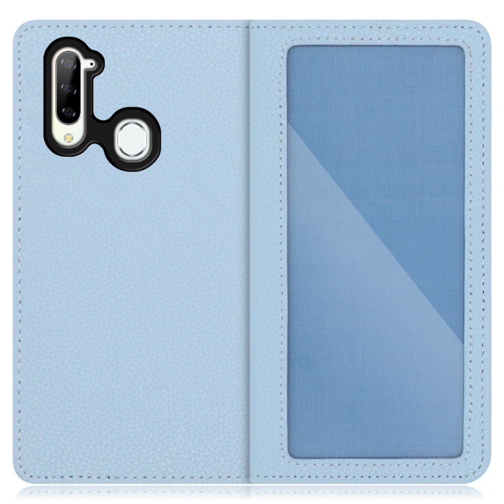 LOOF INDEX Series Libero 5G 用 [スカイブルー] ケース カバー 手帳型 本革 手帳型ケース スマホケース ブック型 手帳型カバー カードポケット カード収納 写真ホルダー