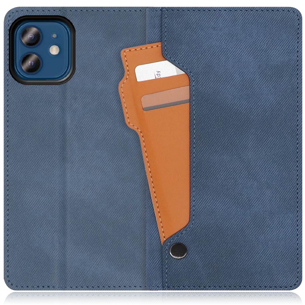 LOOF STORAGE Series iPhone 12 / 12 Pro 用 [ホエールブルー] カバー 手帳型 手帳型ケース カード収納 ベルトなし マグネットなし カードホルダー スタンド