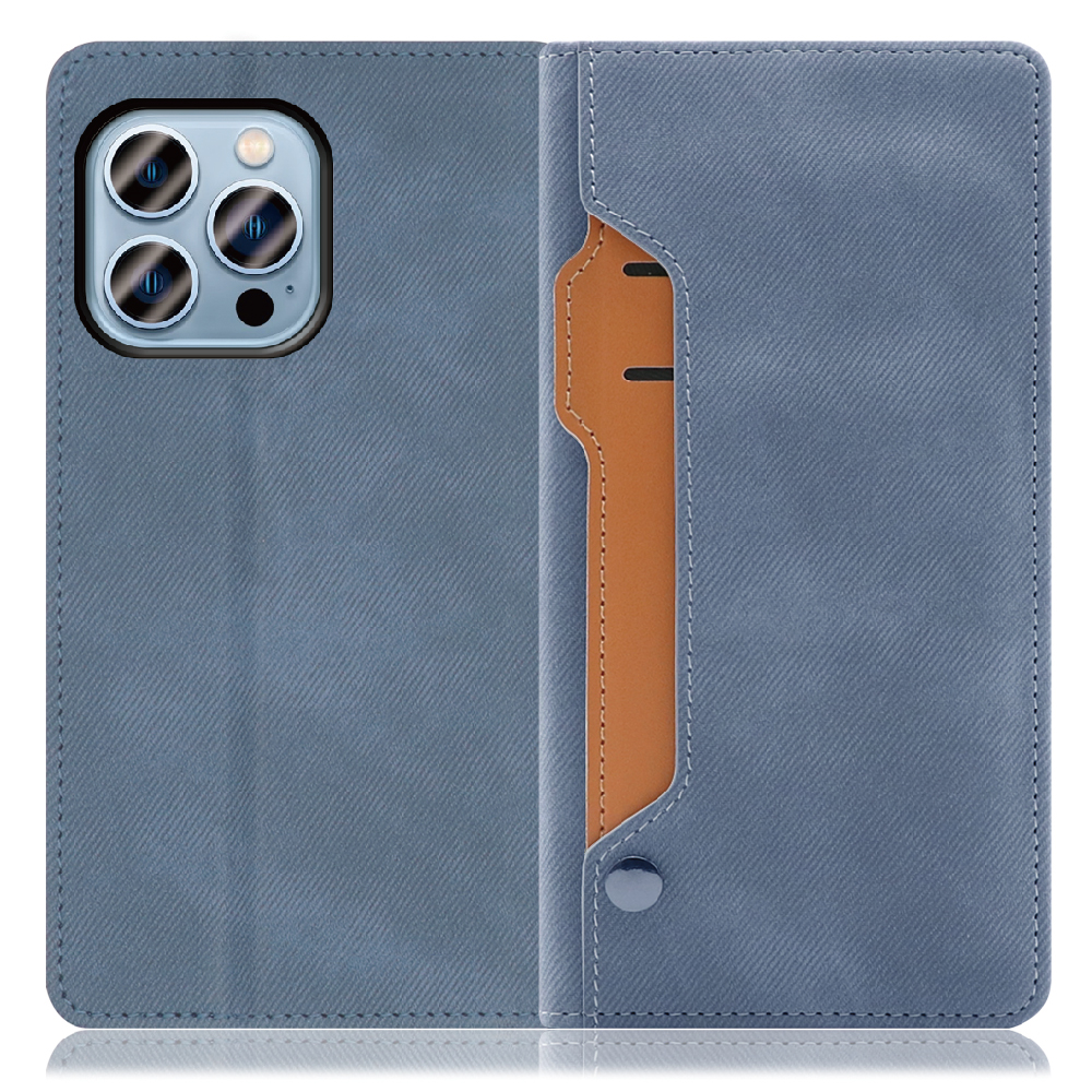 LOOF STORAGE Series iPhone 13 Pro 用 [ホエールブルー] カバー 手帳型 手帳型ケース カード収納 ベルトなし マグネットなし カードホルダー スタンド