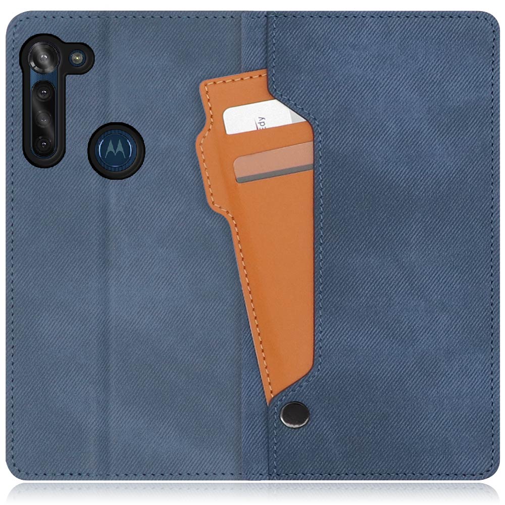 LOOF STORAGE Series moto g8 power 用 [ホエールブルー] カバー 手帳型 手帳型ケース カード収納 ベルトなし マグネットなし カードホルダー スタンド