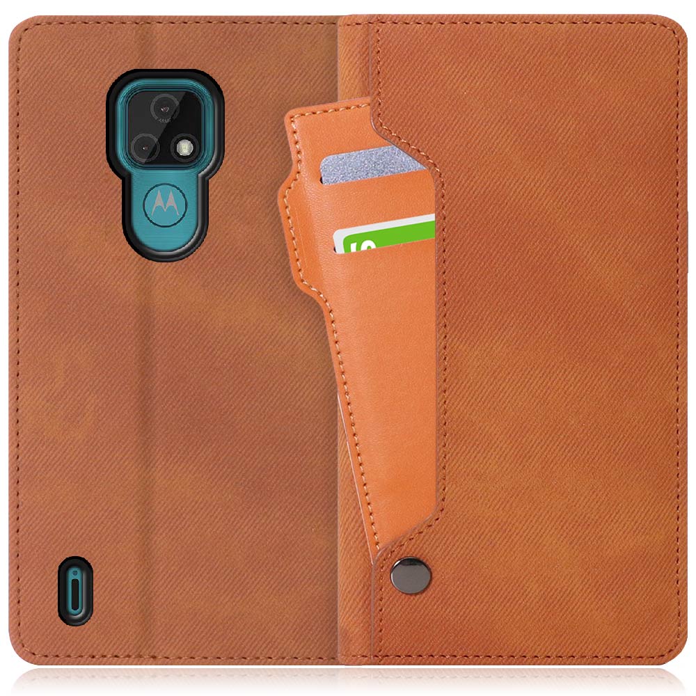 LOOF STORAGE Series moto e7 用 [キャメルブラウン] カバー 手帳型 手帳型ケース カード収納 ベルトなし マグネットなし カードホルダー スタンド