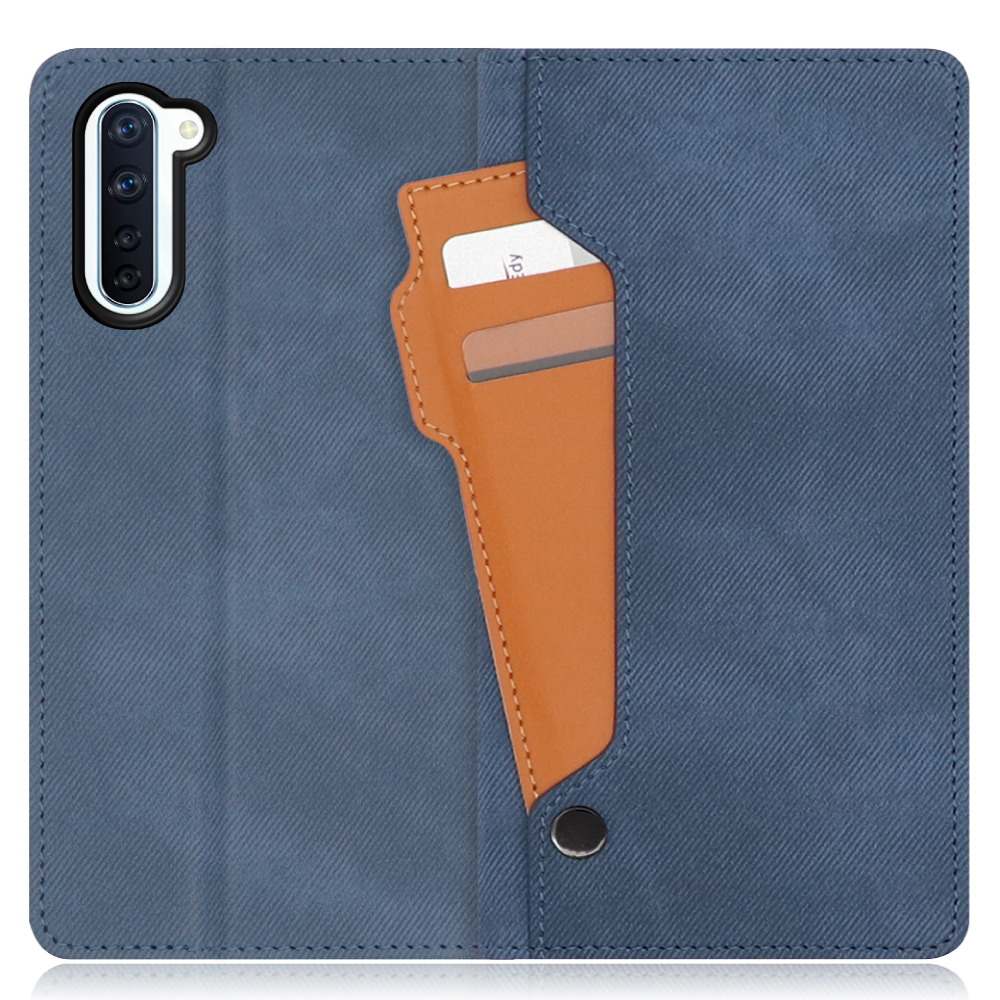 LOOF STORAGE Series OPPO Reno3 A 用 [ホエールブルー] カバー 手帳型 手帳型ケース カード収納 ベルトなし マグネットなし カードホルダー スタンド