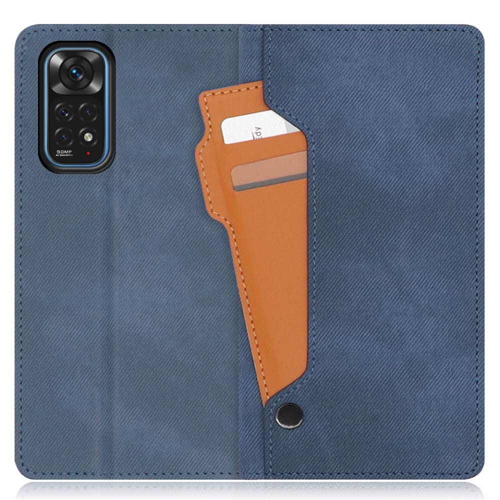 LOOF STORAGE Series Xiaomi Redmi Note 11 用 [ホエールブルー] カバー 手帳型 手帳型ケース カード収納 ベルトなし マグネットなし カードホルダー スタンド