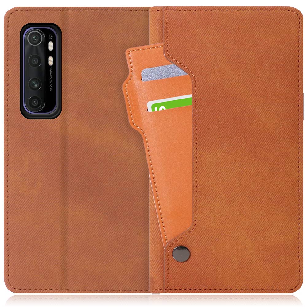 LOOF STORAGE Series Xiaomi Mi Note 10 Lite 用 [キャメルブラウン] カバー 手帳型 手帳型ケース カード収納 ベルトなし マグネットなし カードホルダー スタンド