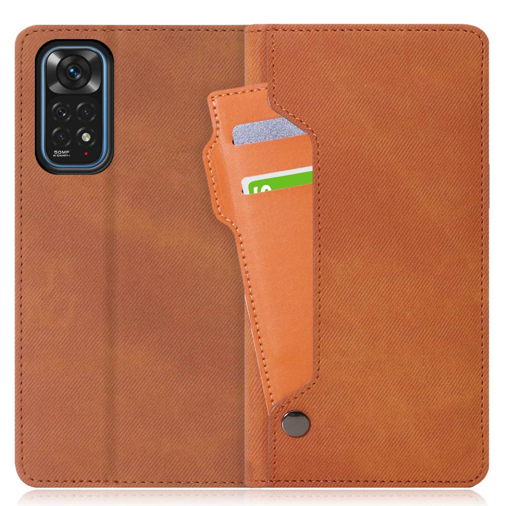 LOOF STORAGE Series Xiaomi Redmi Note 11 用 [キャメルブラウン] カバー 手帳型 手帳型ケース カード収納 ベルトなし マグネットなし カードホルダー スタンド