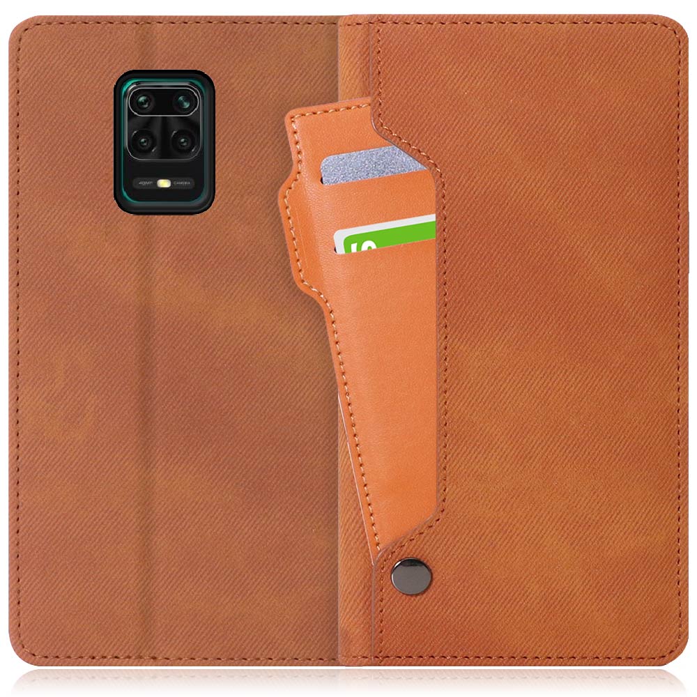 LOOF STORAGE Series Xiaomi Redmi Note 9S 用 [キャメルブラウン] カバー 手帳型 手帳型ケース カード収納 ベルトなし マグネットなし カードホルダー スタンド