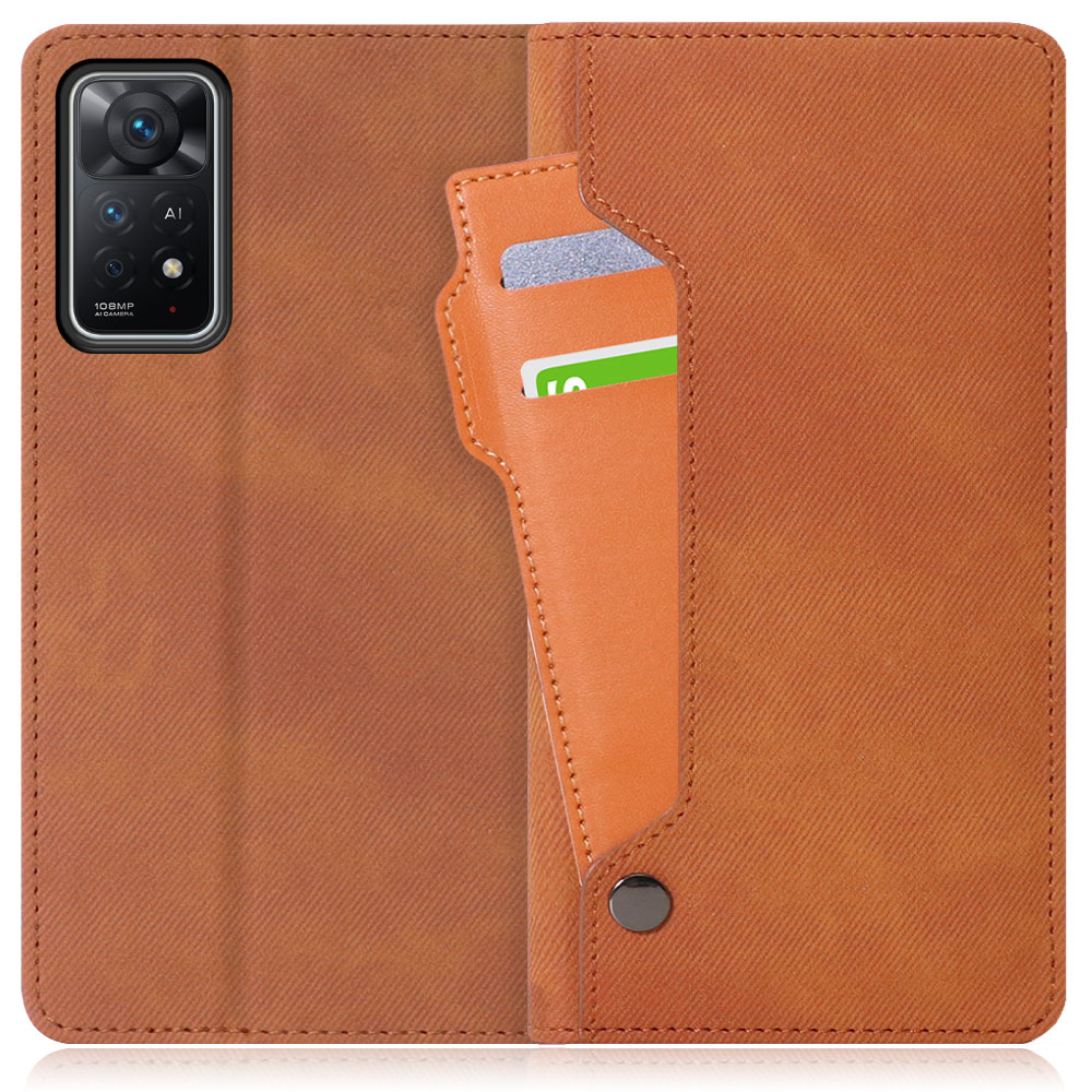 LOOF STORAGE Series Xiaomi Redmi Note 11 Pro 5G 用 [キャメルブラウン] カバー 手帳型 手帳型ケース カード収納 ベルトなし マグネットなし カードホルダー スタンド