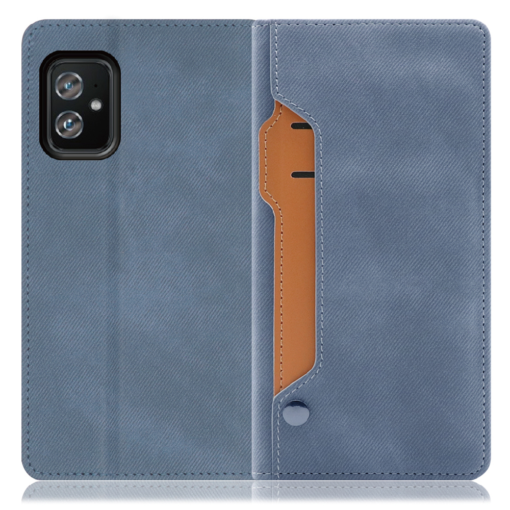 LOOF STORAGE Series Zenfone 8 用 [ホエールブルー] カバー 手帳型 手帳型ケース カード収納 ベルトなし マグネットなし カードホルダー スタンド