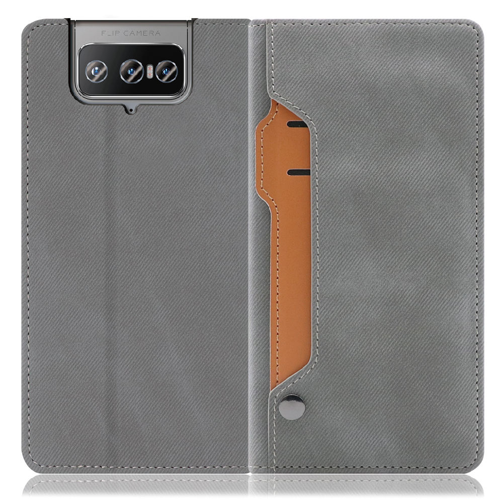 LOOF STORAGE Series Zenfone 8 Flip 用 [エレファントグレー] カバー 手帳型 手帳型ケース カード収納 ベルトなし マグネットなし カードホルダー スタンド