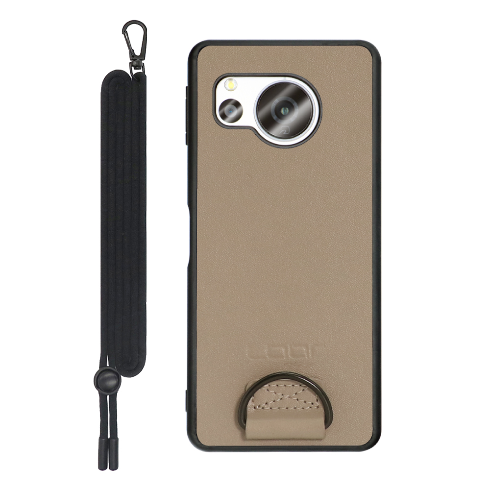 LOOF STRAP-SHELL Series AQUOS sense8  用 [ラテブラウン] 背面 ケース カバー スマホケース 軽い 薄い ハードケース ストラップホール シンプル レディース メンズ 首掛けストラップ ネックストラップ 取り外し式 取り外し可能 首かけ 観戦 耐衝撃 落下防止 かわいい