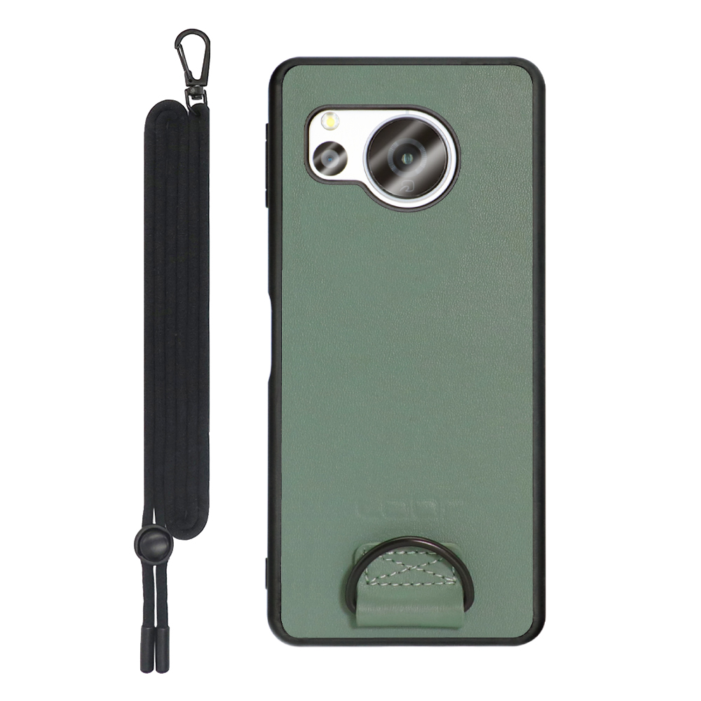 LOOF STRAP-SHELL Series AQUOS sense8  用 [ホーリーグリーン] 背面 ケース カバー スマホケース 軽い 薄い ハードケース ストラップホール シンプル レディース メンズ 首掛けストラップ ネックストラップ 取り外し式 取り外し可能 首かけ 観戦 耐衝撃 落下防止 かわいい