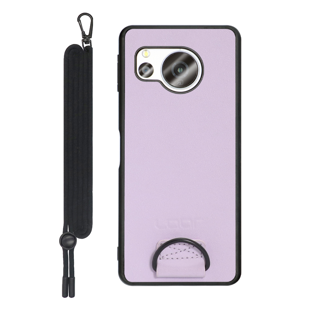 LOOF STRAP-SHELL Series AQUOS sense8  用 [ラベンダーパープル] 背面 ケース カバー スマホケース 軽い 薄い ハードケース ストラップホール シンプル レディース メンズ 首掛けストラップ ネックストラップ 取り外し式 取り外し可能 首かけ 観戦 耐衝撃 落下防止 かわいい