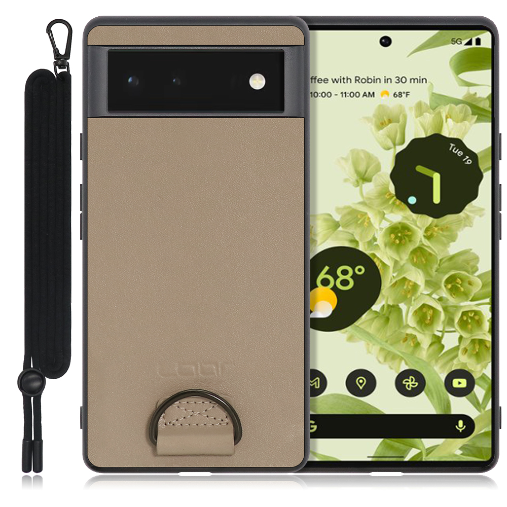 LOOF STRAP-SHELL Series Google Pixel 6 用 [ラテブラウン] カバー スマホケース 軽い 薄い ハードケース ストラップホール シンプル レディース メンズ 首掛けストラップ ネックストラップ 取り外し式 取り外し可能 首かけ 観戦 耐衝撃 落下防止 かわいい