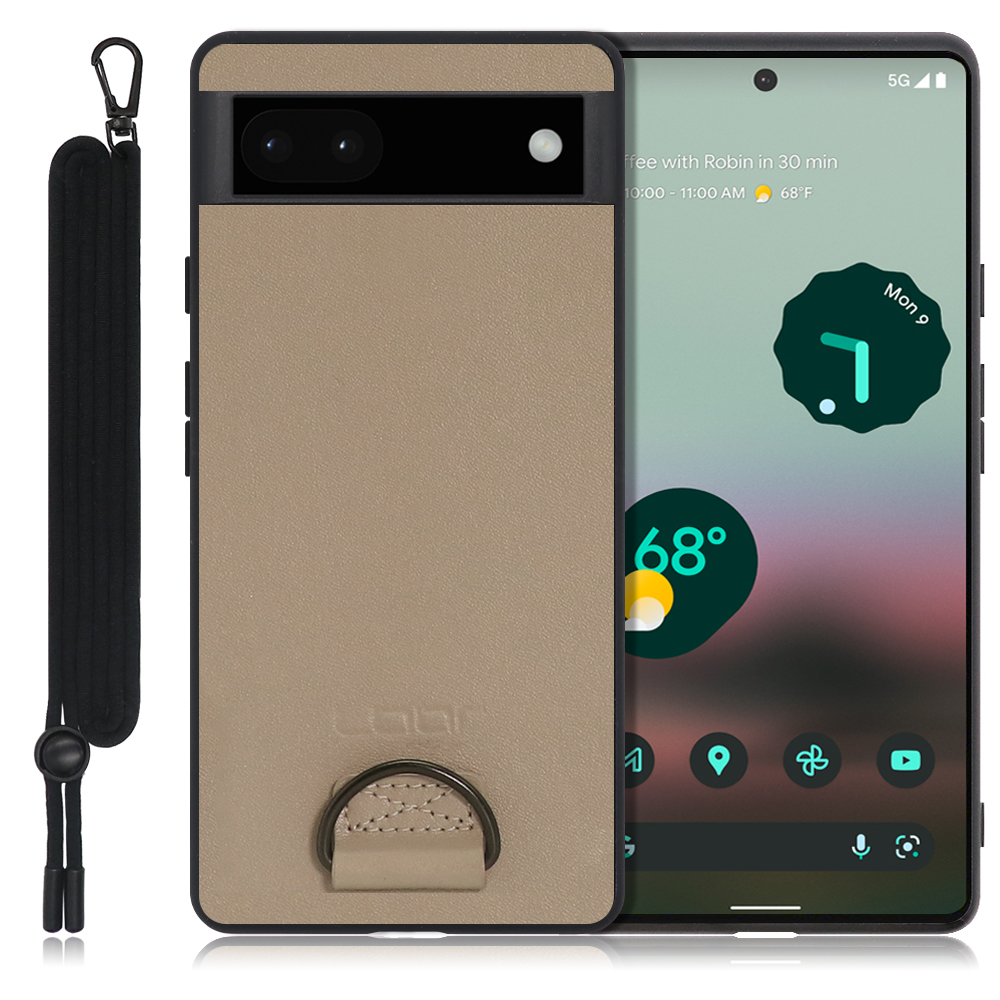 LOOF STRAP-SHELL Series Google Pixel 6a 用 [ラテブラウン] カバー スマホケース 軽い 薄い ハードケース ストラップホール シンプル レディース メンズ 首掛けストラップ ネックストラップ 取り外し式 取り外し可能 首かけ 観戦 耐衝撃 落下防止 かわいい
