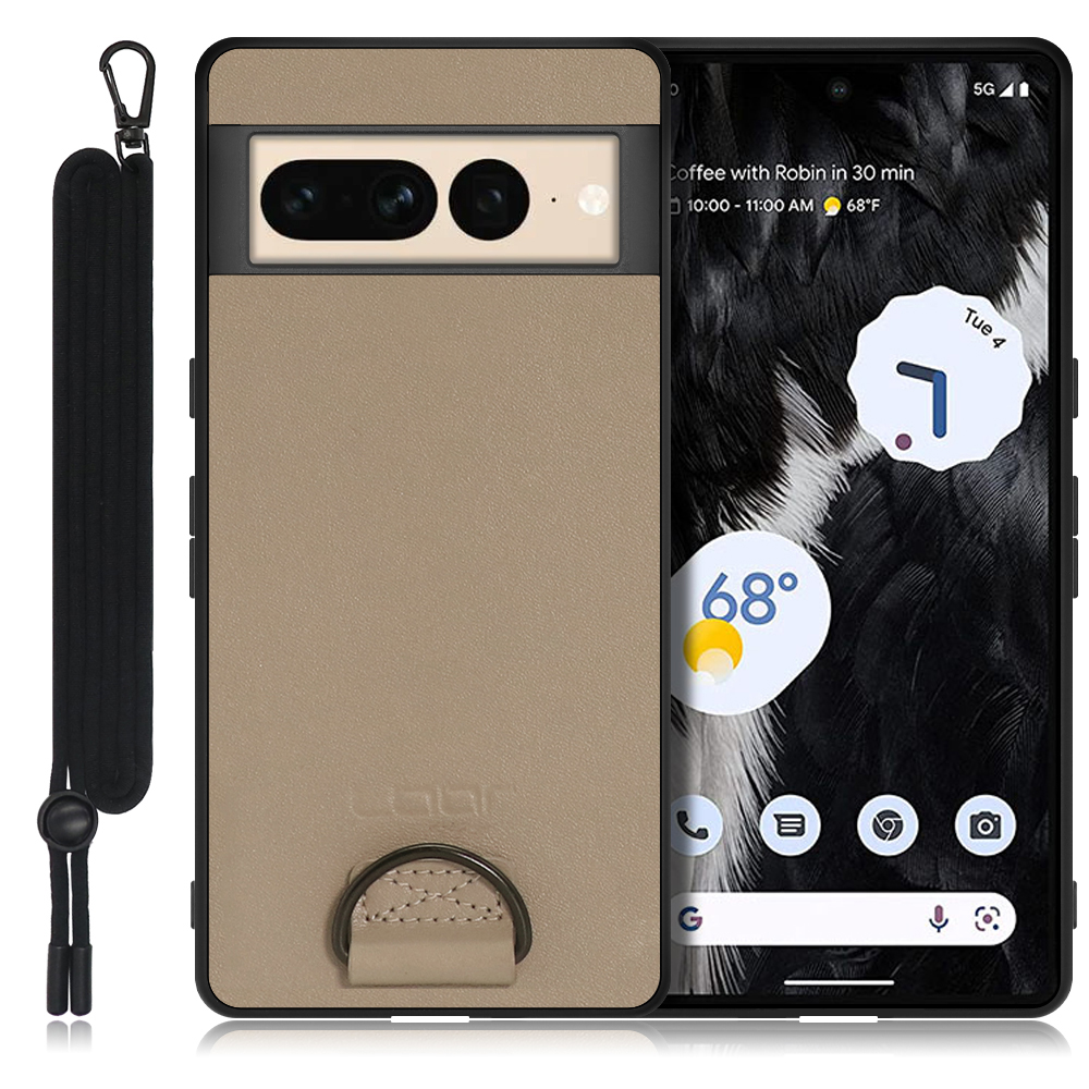LOOF STRAP-SHELL Series Google Pixel 7 Pro 用 [ラテブラウン] 背面 ケース カバー スマホケース 軽い 薄い ハードケース ストラップホール シンプル レディース メンズ 首掛けストラップ ネックストラップ 取り外し式 取り外し可能 首かけ 観戦 耐衝撃 落下防止 かわいい