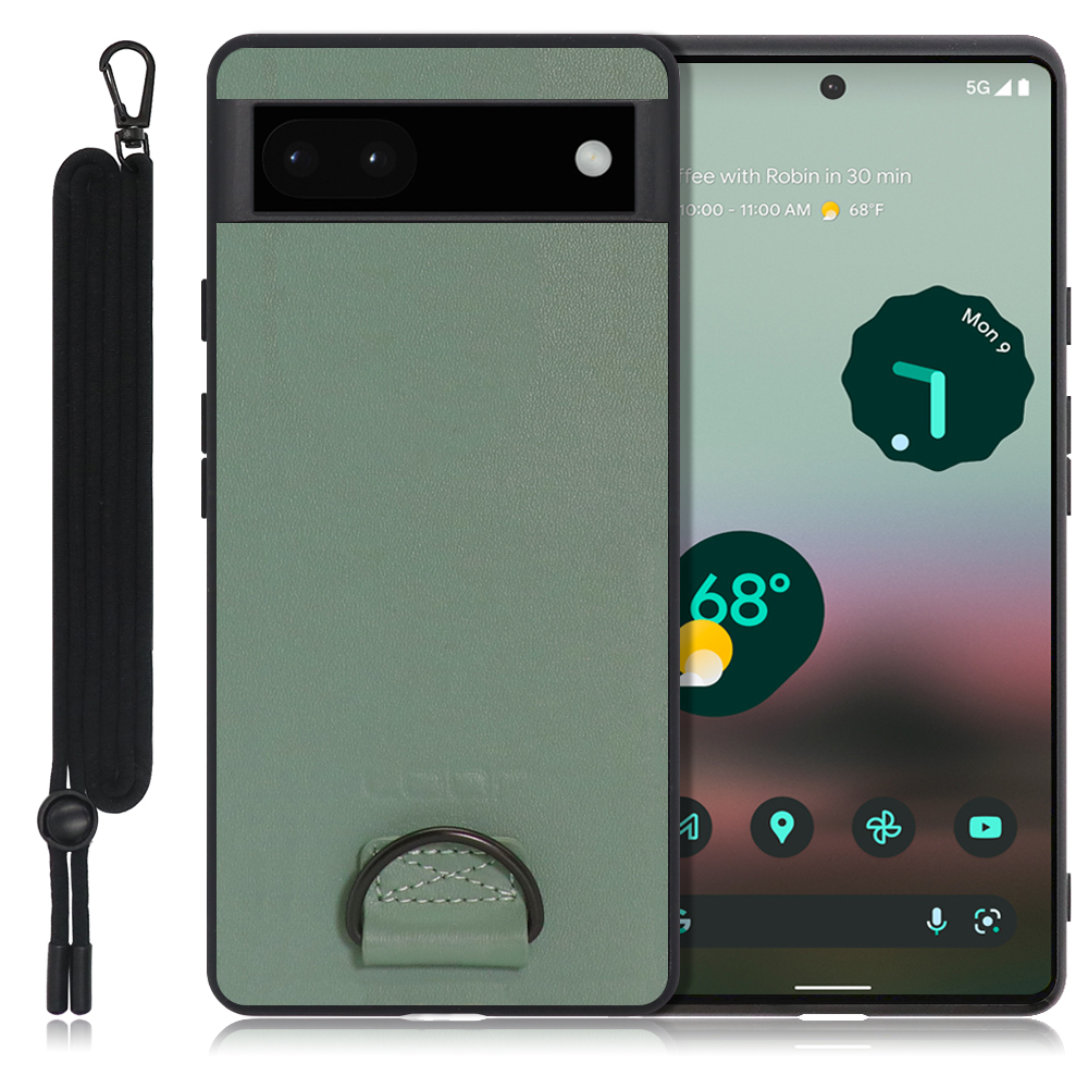 LOOF STRAP-SHELL Series Google Pixel 6a 用 [ホーリーグリーン] カバー スマホケース 軽い 薄い ハードケース ストラップホール シンプル レディース メンズ 首掛けストラップ ネックストラップ 取り外し式 取り外し可能 首かけ 観戦 耐衝撃 落下防止 かわいい