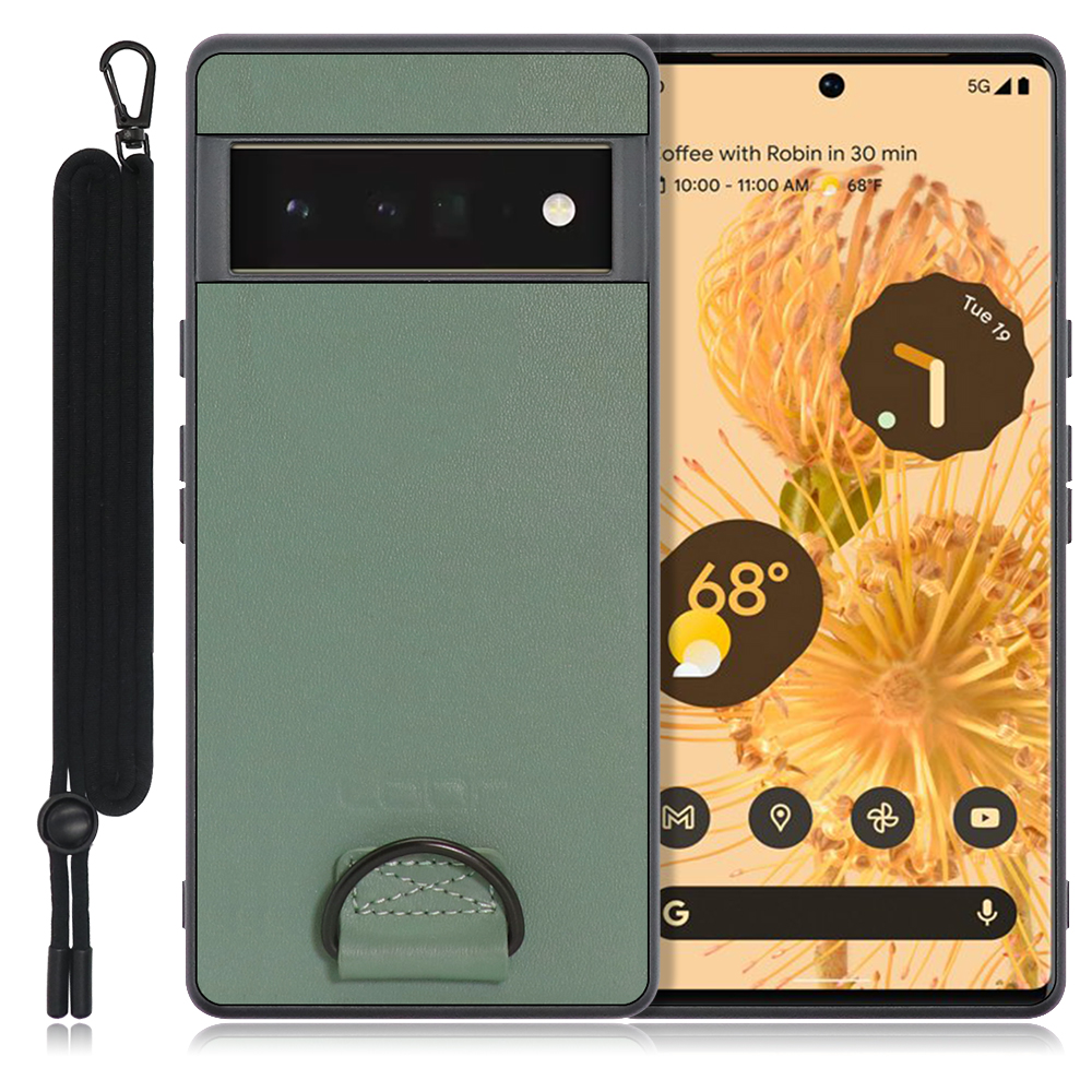 Looco Official Shop Loof Strap Shell Google Pixel 6 Pro 用 ホーリーグリーン カバー スマホケース 軽い 薄い ハードケース ストラップホール シンプル レディース メンズ 首掛けストラップ ネックストラップ 取り外し式 取り外し可能 首かけ 観戦 耐衝撃 落下防止